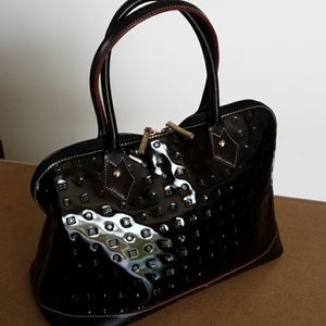 Arcadia Dome Metric Patent Leather Satchel, EUC